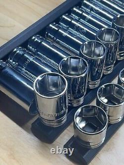 GearWrench 3/8 Drive SAE 6 Point Socket Sets Shallow Mid Deep 1/4-7/8 withRails