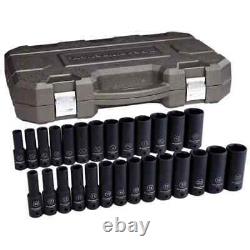 GearWrench 84949N 27 Pc 1/2 Drive 6 Point SAE and Metric Deep Impact Socket Set