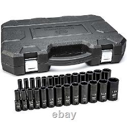 GearWrench 84949N 27 Piece 1/2 Drive 6 Point Deep Impact SAE/Metric Socket Set