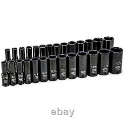 GearWrench 84949N 27 Piece 1/2 Drive 6 Point Deep Impact SAE/Metric Socket Set