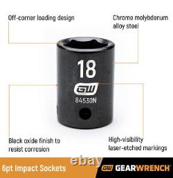 Gearwrench 84916N 44 Piece 3/8 Drive 6 Point Impact Socket, Sae/Metric Std/Deep