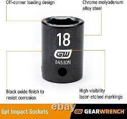 Gearwrench 84916N 44 Piece 3/8 Drive 6 Point Impact Socket, Sae/Metric Std/Deep