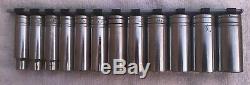 Genuine Snap-on USA 12 Piece 6 Point 1/2 Drive Deep Socket Set 7/16 to 1-1/8