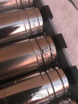 Genuine Snap-on USA 12 Piece 6 Point 1/2 Drive Deep Socket Set 7/16 to 1-1/8