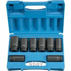 Grey Pneumatic 8034D 3/4 Drive Deep 6 Point SAE 8 Piece Socket Set With Case