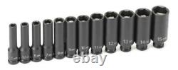 Grey Pneumatic 9712MDG 12 Piece 1/4 Drive 6 Point Metric Deep Magnetic Impact