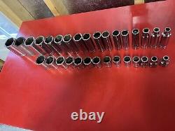 Huge Snap On 31pc 1/2 Drive 6 Point SAE Deep & Shallow Sockets 3/8-1-1/2 TS