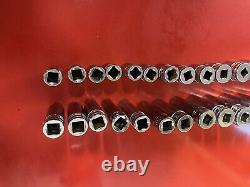 Huge Snap On 31pc 1/2 Drive 6 Point SAE Deep & Shallow Sockets 3/8-1-1/2 TS