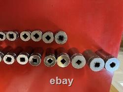 Huge Snap On 31pc 1/2 Drive 6 Point SAE Deep & Shallow Sockets 3/8-1-1/2 TS