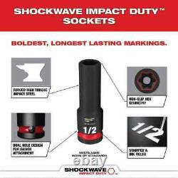Impact Socket Set SHOCKWAVE 1/2 in. Drive SAE Deep Well 6 Point (18-Piece)