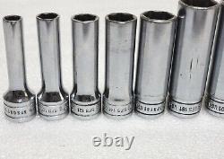 LOT OF 10 Snap On SFS081 (1/4) TO SFS231 (7/8) 3/8 drive 6 point deep socket