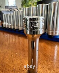 Like New! 211FSY Snap-On 3/8 Drive 12 Point SAE Deep Socket Set + Rail