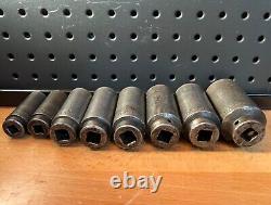 MAC TOOLS SAE 1/2 Drive 6 POINT DEEP Impact Sockets VDP USA 1-1/4 8 Piece Lot