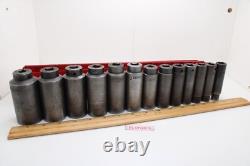 MAC Tools VDP 7/16-1-1/4 1/2 Drive 13 Piece 6 Point Deep Impact Socket Set