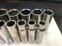 MATCO Tools NICE 12 Piece 1/2 Drive SAE DEEP 6 Point Chrome Socket Set SCD126TA