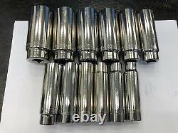 MATCO Tools NICE 12 Piece 1/2 Drive SAE DEEP 6 Point Chrome Socket Set SCD126TA