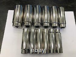 MATCO Tools NICE 12 Piece 1/2 Drive SAE DEEP 6 Point Chrome Socket Set SCD126TA