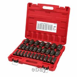 MILWAUKEE 49-66-7015 29pc 1/2 Drive Metric Deep 6 Point Shockwave Impact Sockets