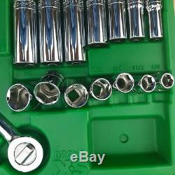 MINT SK S-K Tools 94520 18 Piece 3/8 Drive 6 Point Deep Shallow SAE Socket Set