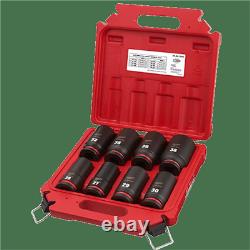 MIlwaukee 8PCSHOCKWAVE Impact Duty 3/4 Drive Metric Deep 6 Point Socket Set