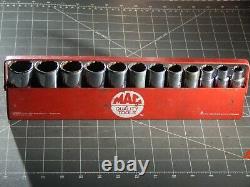 Mac 12Pc SAE 1/2 Drive Deep Socket Set 7/16 1 1/8 12Pt 12 Point Metal Tray Dr