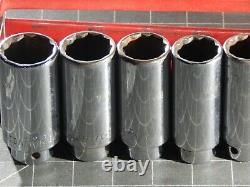 Mac 12Pc SAE 1/2 Drive Deep Socket Set 7/16 1 1/8 12Pt 12 Point Metal Tray Dr