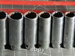 Mac 12Pc SAE 1/2 Drive Deep Socket Set 7/16 1 1/8 12Pt 12 Point Metal Tray Dr