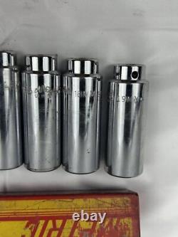 Mac 3/8 Drive Deep 12 Point Socket Set Metric 6-19mm Pre Owned With Metal Case