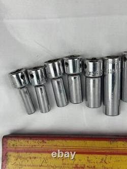 Mac 3/8 Drive Deep 12 Point Socket Set Metric 6-19mm Pre Owned With Metal Case