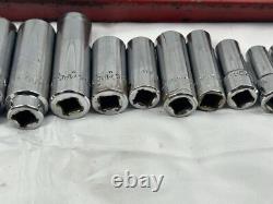 Mac 3/8 Drive Deep 12 Point Socket Set Metric 6-19mm Pre Owned With Metal Case