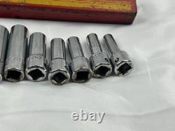 Mac 3/8 Drive Deep 12 Point Socket Set Metric 6-19mm Pre Owned With Metal Case