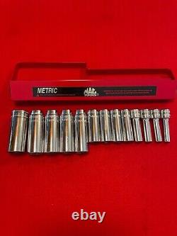 Mac Tools 3/8 Drive 13 Pc Metric 6 Point Deep Socket Set With Tray