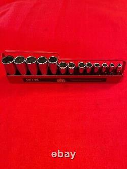 Mac Tools 3/8 Drive 13 Pc Metric 6 Point Deep Socket Set With Tray