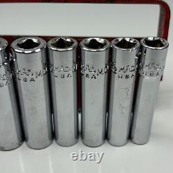 Mac Tools SMD86TR 8 Piece 1/4 Drive 6 Point SAE Deep Chrome Socket Set USA