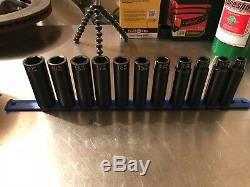 Matco 1/2 Drive 11 Piece Metric 6 Point Deep Impact Socket Set 10-19mm, 21mm