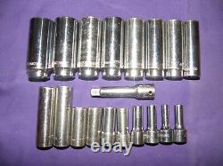 Matco 19 Pc. 3/8 Drive, 6 Point, Deep, Metric socket set. Very Good Cond. USA