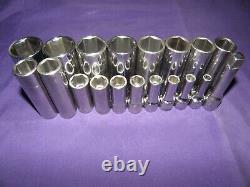 Matco 19 Pc. 3/8 Drive, 6 Point, Deep, Metric socket set. Very Good Cond. USA