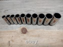 Matco SBD102TA 3/8in Drive 10pc 12-Point SAE Deep Socket Set