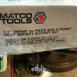 Matco Tools 1/2 Drive 19 Piece 6 Point Deep Impact Socket Set (scdp196v)