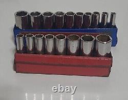 Matco Tools 1/4 Drive 18 Piece Metric & Sae 6 Point Deep Chrome Socket Sets