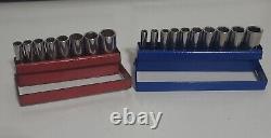 Matco Tools 1/4 Drive 18 Piece Metric & Sae 6 Point Deep Chrome Socket Sets