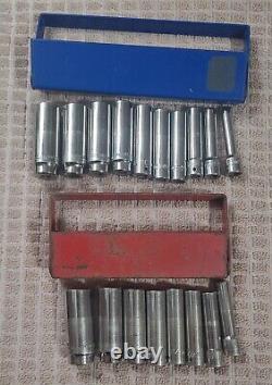 Matco Tools 1/4 Drive 18 Piece Metric & Sae 6 Point Deep Chrome Socket Sets