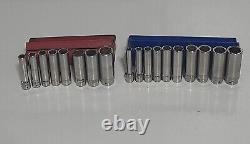 Matco Tools 1/4 Drive 18 Piece Metric & Sae 6 Point Deep Chrome Socket Sets