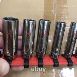 Matco Tools 1/4 Drive 6 Point Deep 10 Pc Socket Set SAE SAD106TA (missing 5/16)