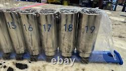 Matco Tools 12PC 3/8 Drive Metric 12 Point Deep Chrome Socket Set SBDM122TA NEW