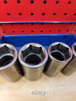 Matco Tools 30, 32, 35, 36mm 6-Point Deep 1/2 Drive Impact Socket Set With Holder