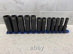 Matco Tools SBDPM126TA 12pc 3/8 Drive Deep 6 Point Impact Socket Set Metric