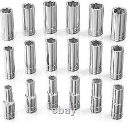 Metric Socket Set (18Pc) 1/2-Inch Drive 6-Point Deep Socket Set Metric Siz