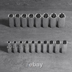 Metric Socket Set (18Pc) 1/2-Inch Drive 6-Point Deep Socket Set Metric Siz