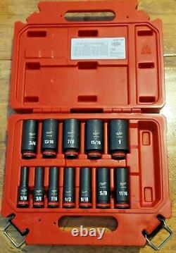 Milwaukee 12pc 3/8 drive Deep Impact Socket Set with Case 5/16 to 1 #49-66-7006